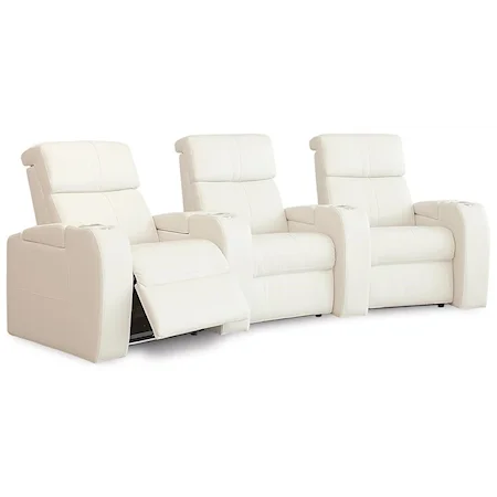 Home Theater Sectional with Power Headrests, LED Cup Holders, and Three Seats